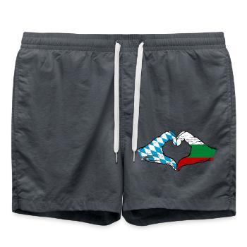 Bavière, Bulgarie, Drapeau, Mains, Forme de coeur Utilisé - Short de bain - charbon - Devant - AI Model Male 185 light (185cm)