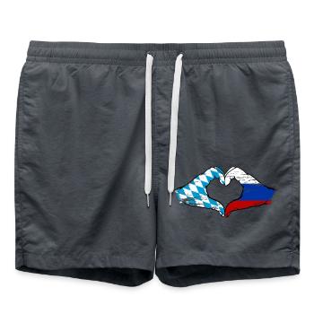 Bavière, Russie, Drapeau, Mains, Forme de coeur Utilisé - Short de bain - charbon - Devant - AI Model Male 185 light (185cm)