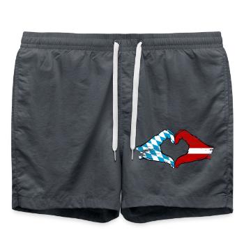 Bavière, Lettonie, Drapeau, Mains, Coeur, Forme Utilisé - Short de bain - charbon - Devant - AI Model Male 185 light (185cm)