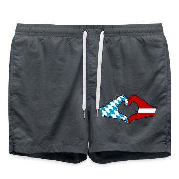 Bavière, Lettonie, Drapeau, Aiguilles, Forme de coeur - Short de bain - charbon - Devant - AI Model Male 185 light (185cm)