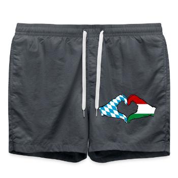 Bavière, Hongrie, Drapeau, Aiguilles, Forme Coeur - Short de bain - charbon - Devant - AI Model Male 185 light (185cm)