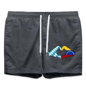 Bavière, Venezuela, drapeau, mains, forme de coeur - Short de bain - charbon - Devant - AI Model Male 185 light (185cm)