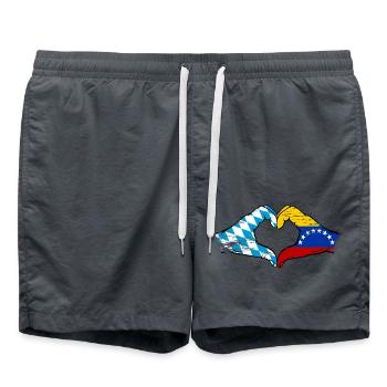 Bavière, Venezuela, drapeau, mains, forme de coeur utilisé - Short de bain - charbon - Devant - AI Model Male 185 light (185cm)