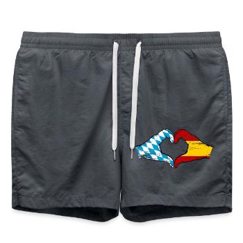Bavaria Spain Flag Hands Heart Shape Used - Swim Trunks - anthracite - Front - AI Model Male 185 light (185cm)