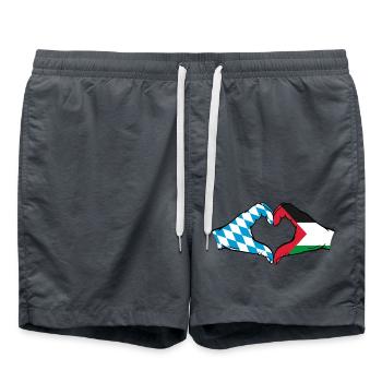 Bavière, Palestine, Drapeau, Aiguilles, Forme de coeur - Short de bain - charbon - Devant - AI Model Male 185 light (185cm)