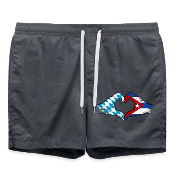 Bavière, Cuba, Drapeau, Mains, Coeur, Forme Utilisé - Short de bain - charbon - Devant - AI Model Male 185 light (185cm)