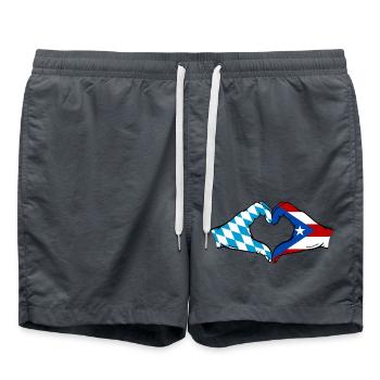 Bavière, Costa Rica, drapeau, mains, forme de coeur - Short de bain - charbon - Devant - AI Model Male 185 light (185cm)