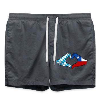 Bavaria Chile flag hands heart shape used - Swim Trunks - anthracite - Front - AI Model Male 185 light (185cm)