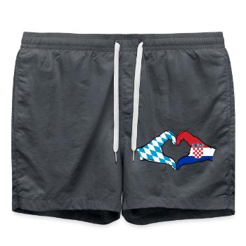 Bavière, Croatie, Drapeau, Mains, Coeur - Short de bain - charbon - Devant - AI Model Male 185 light (185cm)