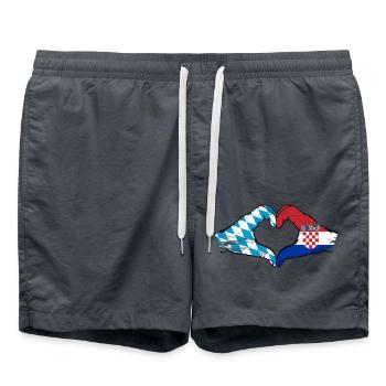 Bayern Kroatien Flagge Hände Herzform used - Badeshorts - Anthrazit - Vorne - AI Model Male 185 light (185cm)