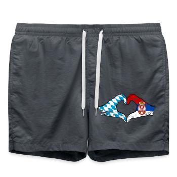 Bavière, Serbie, drapeau, mains, forme de coeur utilisé - Short de bain - charbon - Devant - AI Model Male 185 light (185cm)