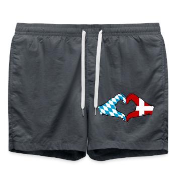 Bavaria Denmark Flag Hands Heart Shape - Swim Trunks - anthracite - Front - AI Model Male 185 light (185cm)