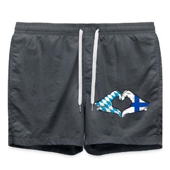 Bavaria Finland Flag Hands Heart Shape Used - Swim Trunks - anthracite - Front - AI Model Male 185 light (185cm)