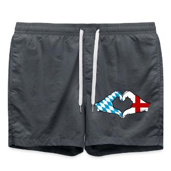 Bavière, Angleterre, Drapeau, Forme de coeur - Short de bain - charbon - Devant - AI Model Male 185 light (185cm)