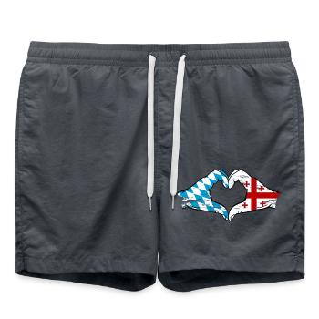 Bavière, Géorgie, drapeau, aiguilles, forme de coeur utilisé - Short de bain - charbon - Devant - AI Model Male 185 light (185cm)