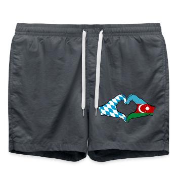 Bavière, Azerbaïdjan, Drapeau, Mains, Forme de coeur - Short de bain - charbon - Devant - AI Model Male 185 light (185cm)