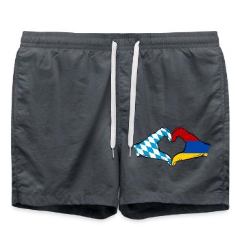 Bavière, Arménie, Drapeau, Mains, Coeur - Short de bain - charbon - Devant - AI Model Male 185 light (185cm)
