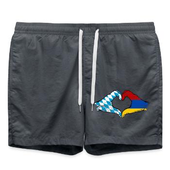 Bavière, Arménie, Drapeau, Mains, Coeur - Short de bain - charbon - Devant - AI Model Male 185 light (185cm)