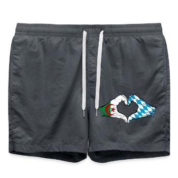 Algérie Bavière Drapeau Mains Coeur Forme Utilisé - Short de bain - charbon - Devant - AI Model Male 185 light (185cm)