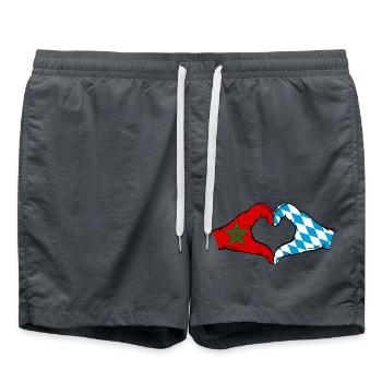 Morocco Bavaria Flag Hands Heart Shape - Swim Trunks - anthracite - Front - AI Model Male 185 light (185cm)