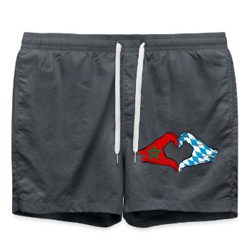 Marokko Bayern Flagge Hände Herzform used - Badeshorts - Anthrazit - Vorne - AI Model Male 185 light (185cm)