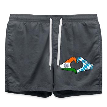 Inde Bavière drapeau mains coeur utilisé - Short de bain - charbon - Devant - AI Model Male 185 light (185cm)
