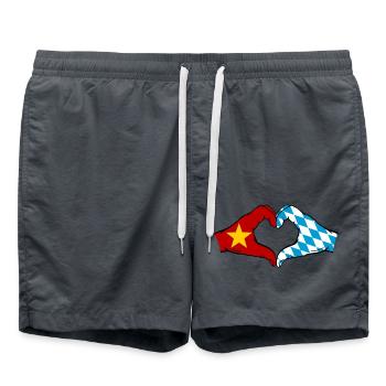Vietnam Bavaria Flag Hands Heart Shape - Swim Trunks - anthracite - Front - AI Model Male 185 light (185cm)