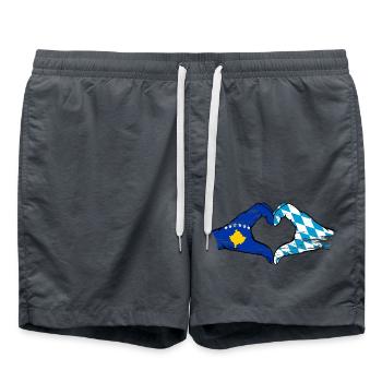 Kosovo Bavaria Flag Hands Heart Shape Used - Swim Trunks - anthracite - Front - AI Model Male 185 light (185cm)