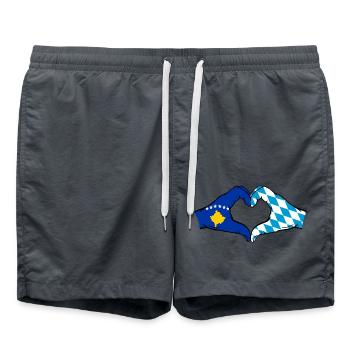 Kosovo Bavière drapeau mains coeur forme - Short de bain - charbon - Devant - AI Model Male 185 light (185cm)