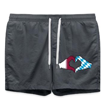 Katar Bayern Flagge Hände Herzform - Badeshorts - Anthrazit - Vorne - AI Model Male 185 light (185cm)
