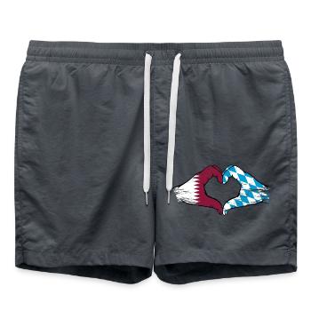 Katar Bayern Flagge Hände Herzform used - Badeshorts - Anthrazit - Vorne - AI Model Male 185 light (185cm)