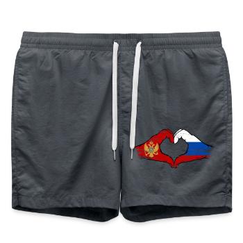 Monténégro Russie Drapeau Mains Coeur Forme Utilisé - Short de bain - charbon - Devant - AI Model Male 185 light (185cm)