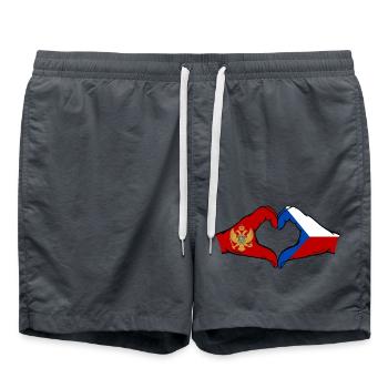 Montenegro Czech Republic Flag Hands Heart Shape - Swim Trunks - anthracite - Front - AI Model Male 185 light (185cm)