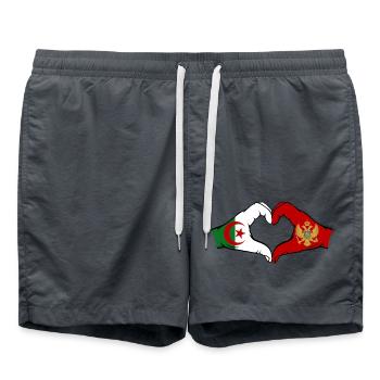 Algerien Montenegro Flagge Hände Herzform - Badeshorts - Anthrazit - Vorne - AI Model Male 185 light (185cm)