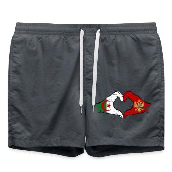 Algerien Montenegro Flagge Hände Herzform used - Badeshorts - Anthrazit - Vorne - AI Model Male 185 light (185cm)