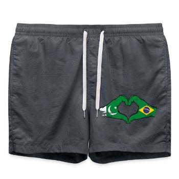 Pakistan Brésil drapeau mains forme de coeur utilisé - Short de bain - charbon - Devant - AI Model Male 185 light (185cm)