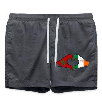 Maroc Irlande Drapeau Mains Coeur Forme Utilisé - Short de bain - charbon - Devant - AI Model Male 185 light (185cm)