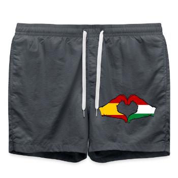 Spanien Ungarn Flagge Hände Herzform - Badeshorts - Anthrazit - Vorne - AI Model Male 185 light (185cm)