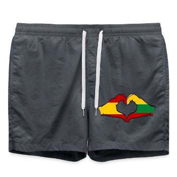 Spain Lithuania Flag Hands Heart Shape - Swim Trunks - anthracite - Front - AI Model Male 185 light (185cm)