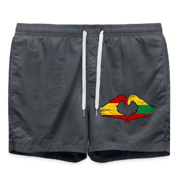 Spain Lithuania flag hands heart shape used - Swim Trunks - anthracite - Front - AI Model Male 185 light (185cm)