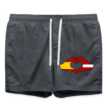 Espagne Lettonie Drapeau Mains Coeur Forme - Short de bain - charbon - Devant - AI Model Male 185 light (185cm)
