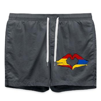 Spain Armenia flag hands heart shape used - Swim Trunks - anthracite - Front - AI Model Male 185 light (185cm)