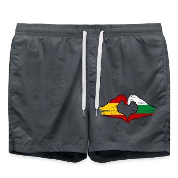 Spanien Bulgarien Flagge Hände Herzform used - Badeshorts - Anthrazit - Vorne - AI Model Male 185 light (185cm)