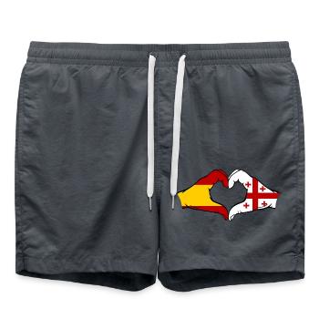 Espagne Géorgie Drapeau Mains Coeur Forme - Short de bain - charbon - Devant - AI Model Male 185 light (185cm)
