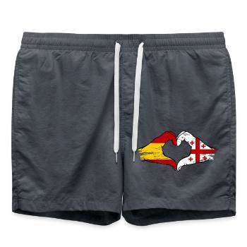 Espagne Drapeau Géorgie mains forme de coeur utilisé - Short de bain - charbon - Devant - AI Model Male 185 light (185cm)