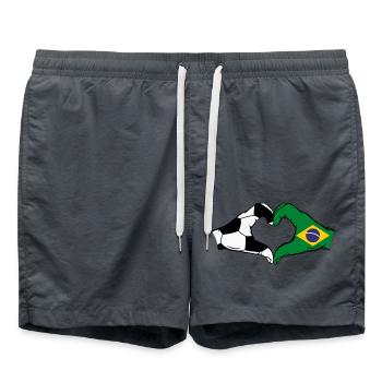 Brazil Football Flag Hands Heart Shape - Swim Trunks - anthracite - Front - AI Model Male 185 light (185cm)