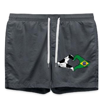 Brasilien Fussball Flagge Hände Herzform used - Badeshorts - Anthrazit - Vorne - AI Model Male 185 light (185cm)