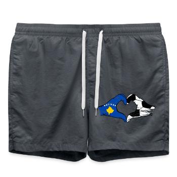 Kosovo Fussball Flagge Hände Herzform used - Badeshorts - Anthrazit - Vorne - AI Model Male 185 light (185cm)