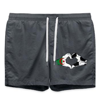 Algerien Fussball Flagge Hände Herzform used - Badeshorts - Anthrazit - Vorne - AI Model Male 185 light (185cm)