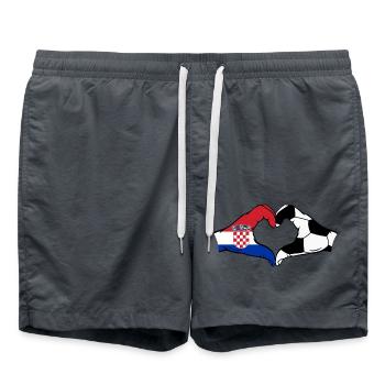 Croatie Football Drapeau Mains Coeur Forme - Short de bain - charbon - Devant - AI Model Male 185 light (185cm)
